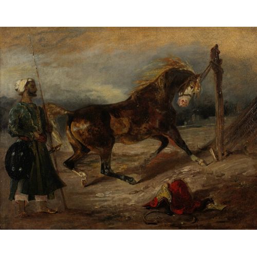 Eugene Delacroix, Cheval Arabe Attache A Un Piquet