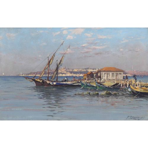 Fausto Zonaro, Salacak İskelesi Saray Noktası Ötesinde Fausto Zonaro, Salacak İskelesi Saray Noktası Ötesinde