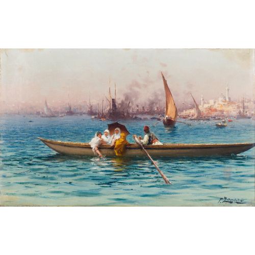 Fausto Zonaro, Amusement On The Caique Realism Fausto Zonaro Amusement On The Caique Realism Art Movements Canvas, Drawing Paper Prints, Reproduction Oil Painting and High