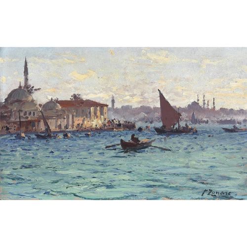Fausto Zonaro, Banks Of The Bosphorus Pontile Di Scutari Istanbul