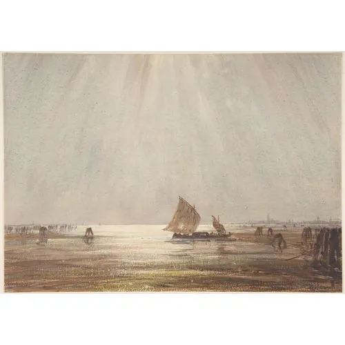 Felix Ziem Venetian Fishing Boat Realism Art Movements Canvas, Drawing Paper Prints, Reproduction Oil Painting and High
