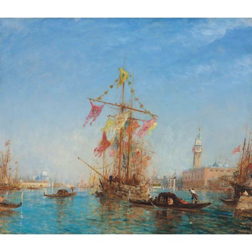Felix Ziem, Bateau Pavoise Lors De La Fete De Lassomption