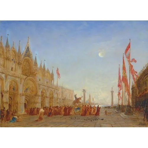 Felix Ziem, Le Triomphe De Saint Georges Majeur Realism Felix Ziem Le Triomphe De Saint Georges Majeur Realism Art Movements Canvas, Drawing Paper Prints, Reproduction Oil Painting and