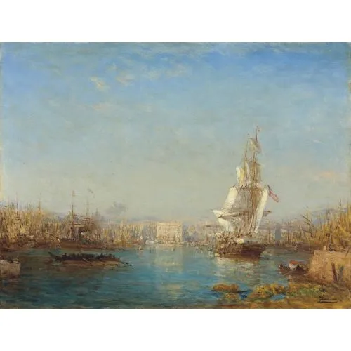 Felix Ziem The Entrance To The Canal Marseille Realism Art Movements Canvas, Drawing Paper Prints, Reproduction Oil Painting and