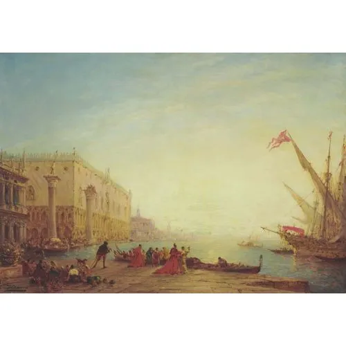 Felix Ziem, Embarquement Devant La Bibliotheque Marciana Realism Felix Ziem Embarquement Devant La Bibliotheque Marciana Realism Art Movements Canvas, Drawing Paper Prints, Reproduction Oil
