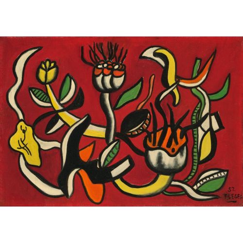 Fernand Leger, Des Fleurs Sur Un Fond Rouge Fernand Leger, Des Fleurs Sur Un Fond Rouge