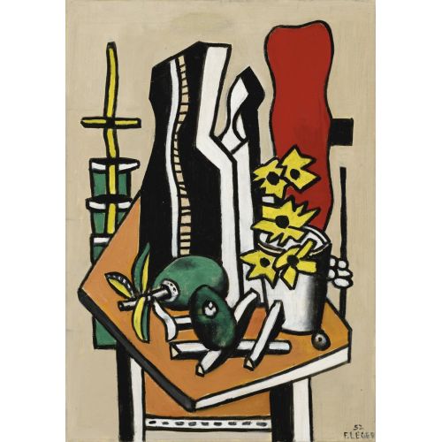Fernand Leger, Deux Fruits Et Des Fleurs Jaunes Fernand Leger, Deux Fruits Et Des Fleurs Jaunes
