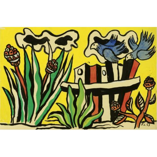 Fernand Leger, Mavi Manzarada İki Kuş Fernand Leger, Mavi Manzarada İki Kuş