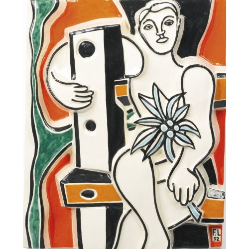 Fernand Leger, Mavi Çiçekli Çocuk, Açık Turuncu Zemin Fernand Leger, Mavi Çiçekli Çocuk, Açık Turuncu Zemin