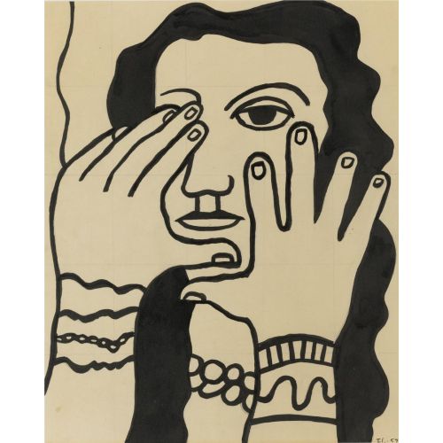Fernand Leger, Yüzünün Önünde Ellerini Tutmuş Kadın