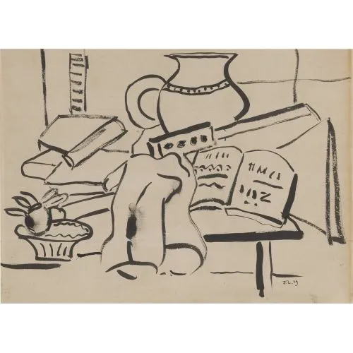 Fernand Léger, Meyveler, Vazo ve Kitap Kübizm Sanat Akımları Fernand Léger, Meyveler, Vazo ve Kitap, Kübizm, adlı tabloyu