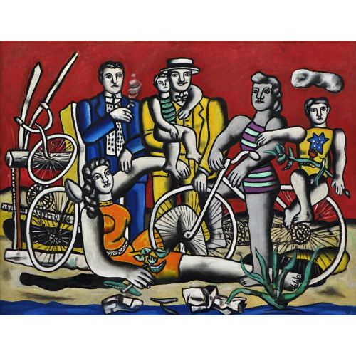 Fernand Leger, Leisure On Red Background Fernand Leger, Leisure On Red Background