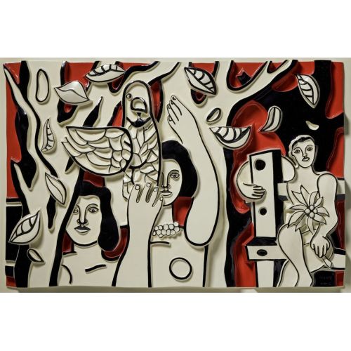 Fernand Leger, Les Femmes Au Perroquet Sur Fond Rouge