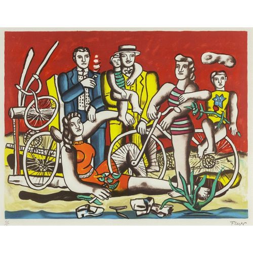 Fernand Leger, Les Loisirs Sur Fond Rouge