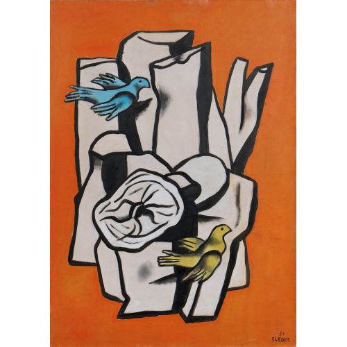 Fernand Leger, Turuncu Zeminde Ağaç Kütükleri Ve İki Kuş Fernand Leger, Turuncu Zeminde Ağaç Kütükleri Ve İki Kuş