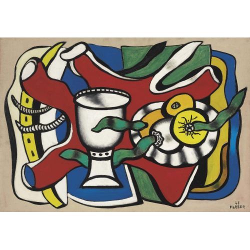 Fernand Leger, Beyaz Vazo Natürmortu Kadehli Büyük Natürmort Fernand Leger, Beyaz Vazo Natürmortu Kadehli Büyük Natürmort