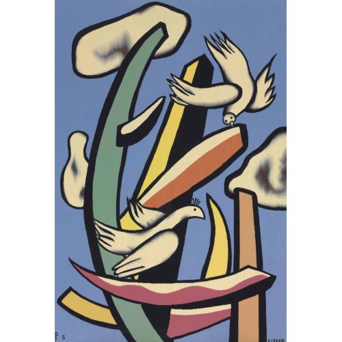 Fernand Leger, Oiseaux Blancs Sur Fond Bleu Fernand Leger, Oiseaux Blancs Sur Fond Bleu