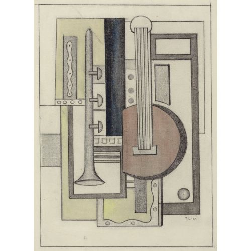 Fernand Leger, Composition A La Clarinette Et Au Banjo Fernand Leger, Composition A La Clarinette Et Au Banjo