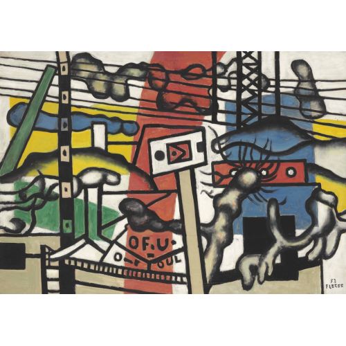 Fernand Leger, Paysage Fond Orange Fernand Leger, Paysage Fond Orange