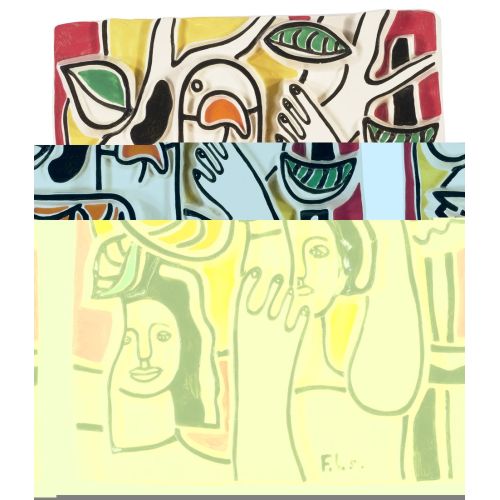 Fernand Leger, Beyaz Sarı Turuncu Papağanlı Küçük Kadınlar Fernand Leger, Beyaz Sarı Turuncu Papağanlı Küçük Kadınlar