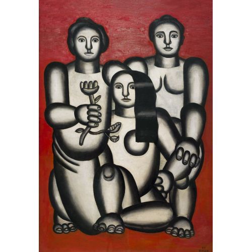 Fernand Leger, Three Girls On Red Background Composition With Three Women Fernand Leger, Three Girls On Red Background Composition With Three Women
