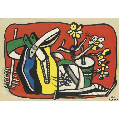 Fernand Leger, Un Sac Polychrome Et Des Fleurs Fernand Leger, Un Sac Polychrome Et Des Fleurs