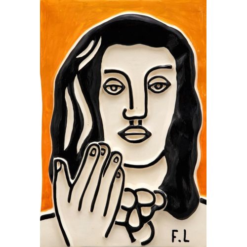 Fernand Leger, Visage A Une Main Fond Ocre Fernand Leger, Visage A Une Main Fond Ocre