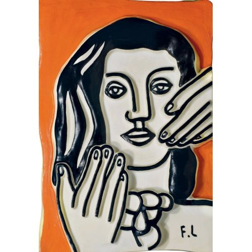Fernand Leger, Visage Aux Deux Mains Sur Fond Orange Fernand Leger, Visage Aux Deux Mains Sur Fond Orange