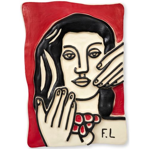 Fernand Leger, Visage Aux Deux Mains Sur Fond Rouge Fernand Leger, Visage Aux Deux Mains Sur Fond Rouge