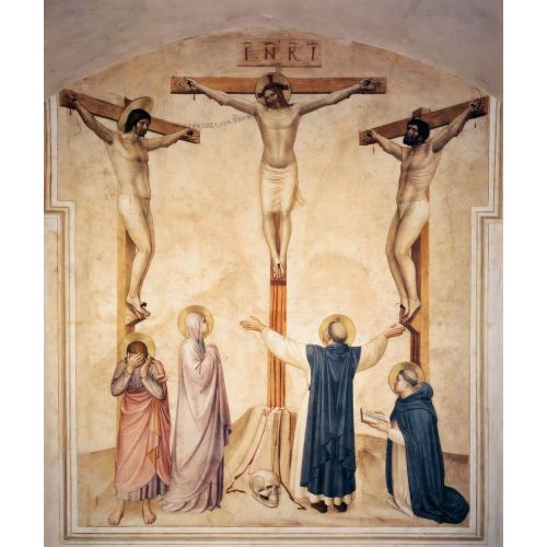 Fra Angelico, Yas Tutanlar, Aziz Dominika ve Aziz Thomas Aquinas ile Çarmıha Geriliş Fra Angelico, Yas Tutanlar, Aziz Dominika ve Aziz Thomas Aquinas ile Çarmıha Geriliş Gotik Sanat Akımları