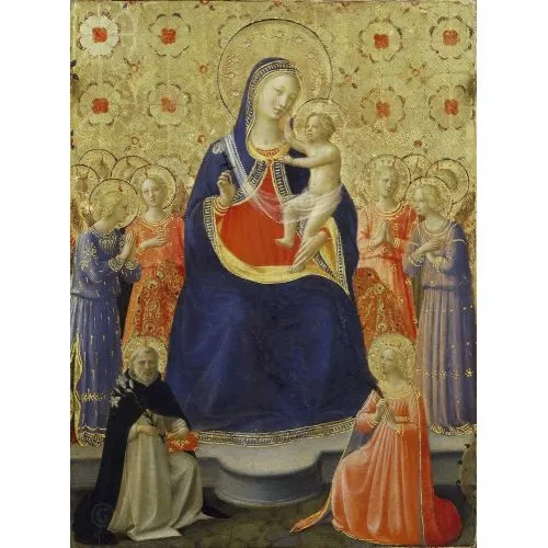 Fra Angelico, Aziz Dominika ve İskenderiyeli Aziz Catherine Arasında Madonna ve Çocuk İsa