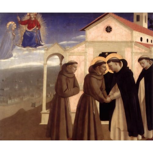 Fra Angelico, Aziz Francis ve Aziz Dominika'nın Buluşması.jpg Fra Angelico, Aziz Francis ve Aziz Dominika'nın Buluşması.jpg Gotik Sanat Akımları