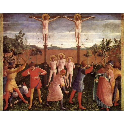 Fra Angelico, Çarmıha Gerilen ve Taşlanan Aziz Cosmas ve Aziz Damian Fra Angelico, Çarmıha Gerilen ve Taşlanan Aziz Cosmas ve Aziz Damian Gotik Sanat Akımları