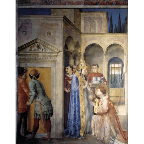 Fra Angelico, Aziz Lawrence, Papa II. Sixtus'tan Kilise Hazinelerini Teslim Alıyor Fra Angelico, Aziz Lawrence, Papa II. Sixtus'tan Kilise Hazinelerini Teslim Alıyor Gotik Sanat Akımları