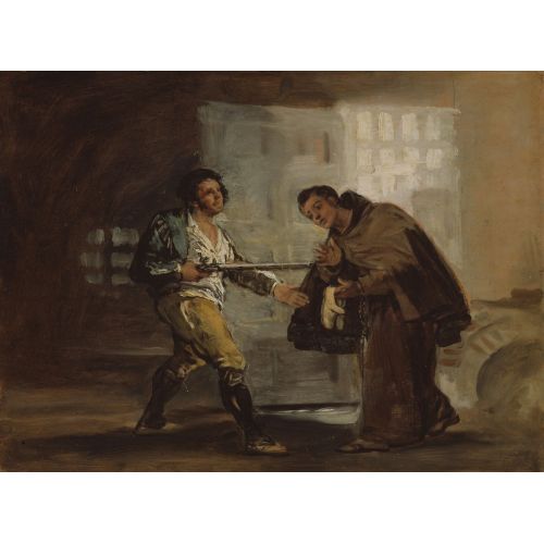 Francisco Goya, Friar Pedro, El Maragato'ya Ayakkabı Sunuyor Ve Silahını Kenara Çekmeye Hazırlanıyor Francisco Goya, Friar Pedro, El Maragato'ya Ayakkabı Sunuyor Ve Silahını Kenara Çekmeye Hazırlanıyor