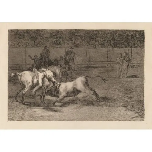 Francisco Goya, Mariano Ceballos Aka Hint Boğayı Atından Öldürür Romantizm Francisco Goya, Mariano Ceballos Aka Hint Boğayı Atından Öldürür Romantizm Sanat Akımları Kanvas Efektli Tablo, Resim