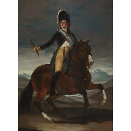 Francisco Goya, Fernando Vıı Binicilik Portresi Romantizm Sanat Akımları Kanvas Efektli Tablo, Resim Kağıdı Baskısı