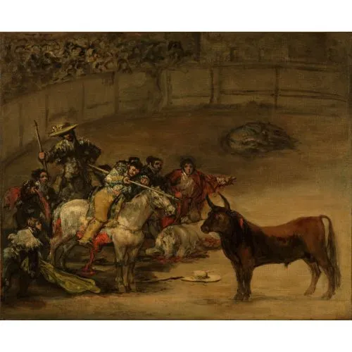 Francisco Goya, İspanyol Boğa Güreşi Değneklerinden Şans Romantizm Sanat Akımları Kanvas Efektli Tablo, Resim Kağıdı