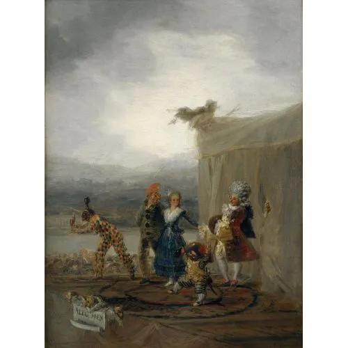 Francisco Goya, Dolaşan Oyuncular Romantizm Sanat Akımları Kanvas Efektli Tablo, Resim Kağıdı Baskısı, Reprodüksiyon ve