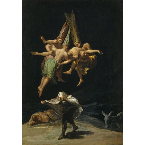 Francisco Goya, The Witches Flight Romance Art Movements Francisco Goya, Witches Flight, Canvas Print, Oil Painting Replica and