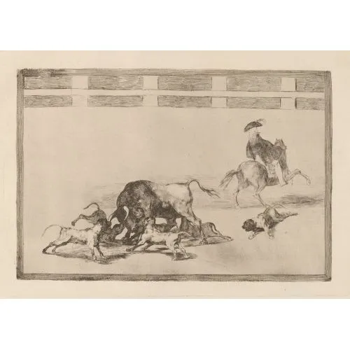 Francisco Goya, They Loose Dogs On The Bull Romance Francisco Goya, They Loose Dogs On The Bull Romance Art Movements Canvas, Drawing Paper Prints, Reproduction Oil Painting and