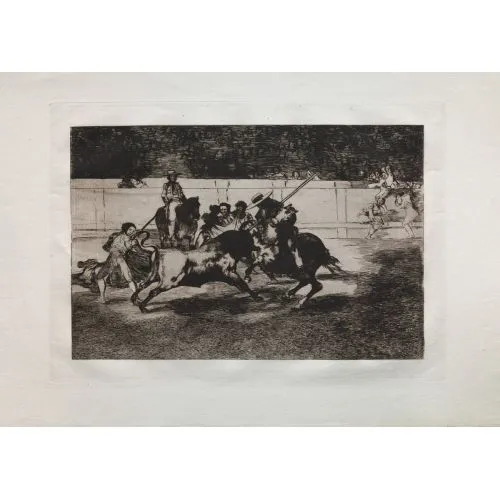 Francisco Goya, Bullfights The Forceful Rendon Stabs A Bull With The Pique From Which Romance Francisco Goya, Bullfights The Forceful Rendon Stabs A Bull With The Pique From Which Romance Art Movements Canvas, Drawing Paper