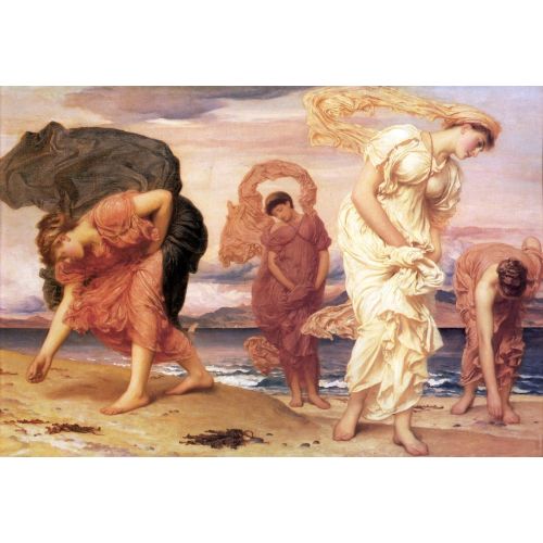 Frederic Leighton Greek Girls Picking Up Pebbles By The Sea