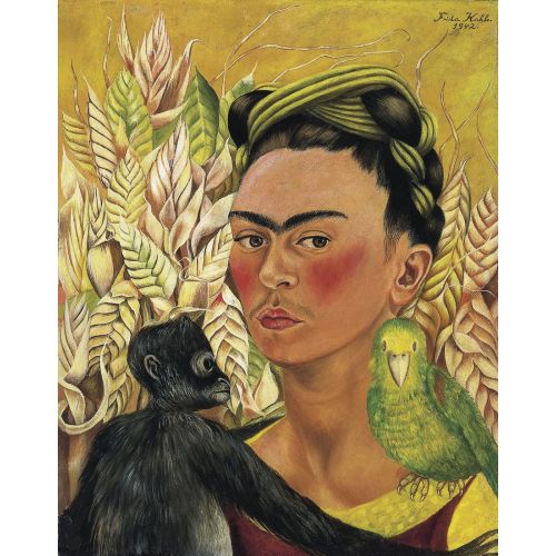 Frida Kahlo, Maymun Ve Papağan İle Otoportre