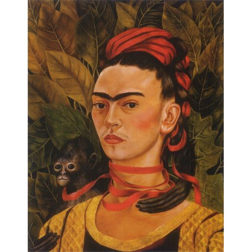 Frida Kahlo, Maymun Ve Kırmızı Kurdele İle Otoportre