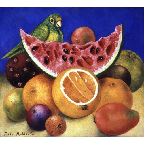 Frida Kahlo, Papağan Ve Meyveli Natürmort