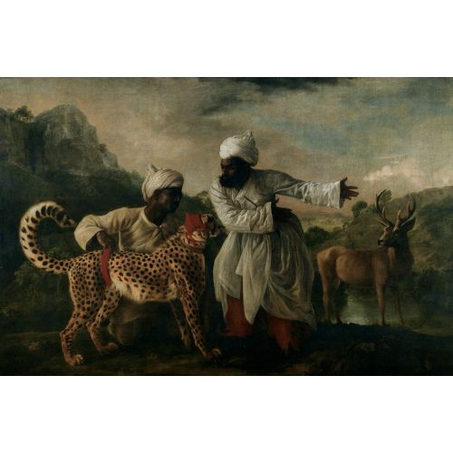 George Stubbs, Cheetah With Two Indian Servants And A Deer Realism George Stubbs, Cheetah With Two Indian Servants And A Deer Realism Art Movements Canvas, Drawing Paper Prints, Reproduction Oil