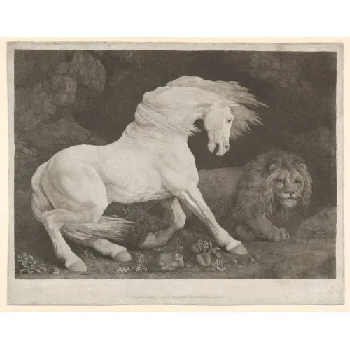 George Stubbs, Bir Aslana Atılan At Romantizm George Stubbs, Bir Aslana Atılan At Romantizm Sanat Akımları Kanvas Efektli Tablo, Resim Kağıdı Baskısı, Reprodüksiyon