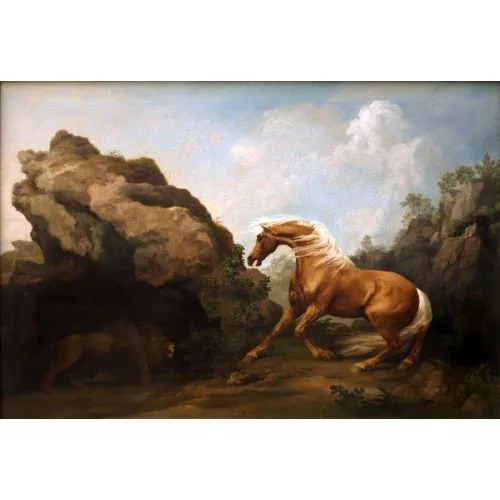 George Stubbs, Horse Frightened By A Lion Romance George Stubbs, Horse Frightened By A Lion Romance Art Movements Canvas, Drawing Paper Prints, Reproduction Oil Painting and High