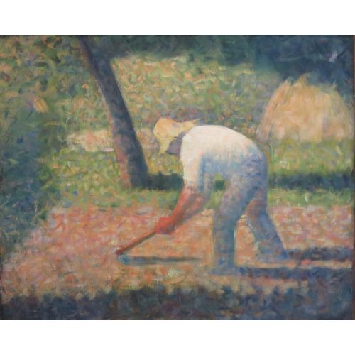 Georges Seurat, Peasant With Hoe Puantilism Georges Seurat, Peasant With Hoe Puantilism Art Movements Canvas, Drawing Paper Prints, Reproduction Oil Painting and High